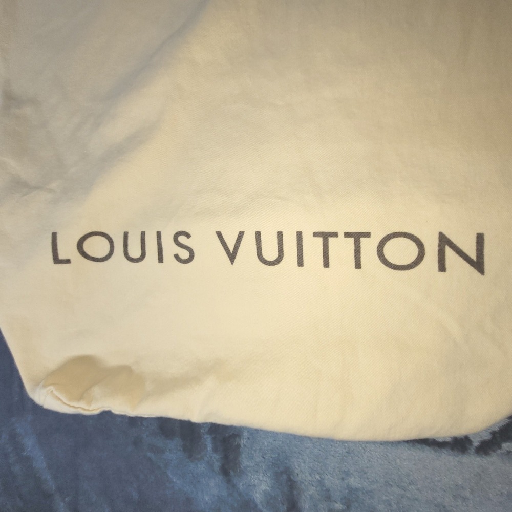 Louis Vuitton Cream Dust Bag Brown Logo Cotton Drawstring Storage Accessory